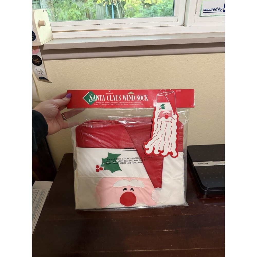 Vintage Hallmark Christmas Windsock 1988 Santa Clause Indoor/Outdoor Decoration
